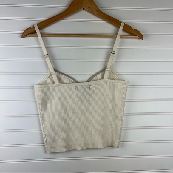 Trendy Cream Knit Sweater Crop Tank Faux Corset Top - Picture 8 of 9